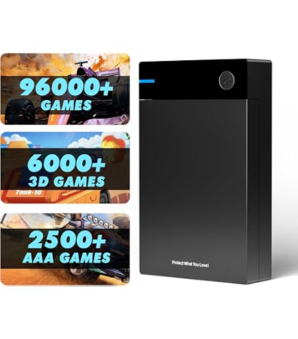 Kinhank 12TB Retro Gaming HDD with 96000+ Classic & 3D Games, USB
